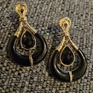 Elegant Black and Gold Drop Earrings